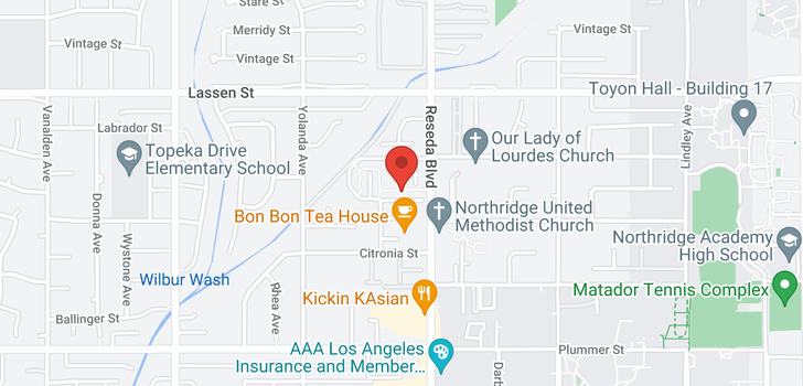 map of 9735 Reseda Northridge, CA 91324